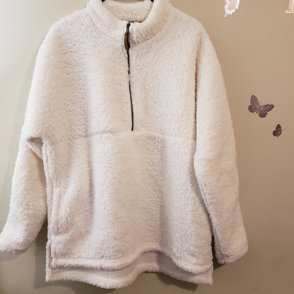 Time and Tru Women's Quarter Zip Sherpa Pullover